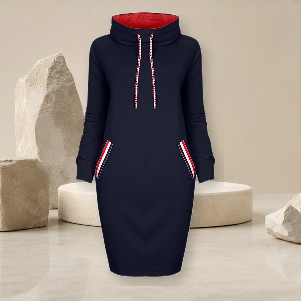Robe d’hiver à col montant — Navy Bleu — vue 4