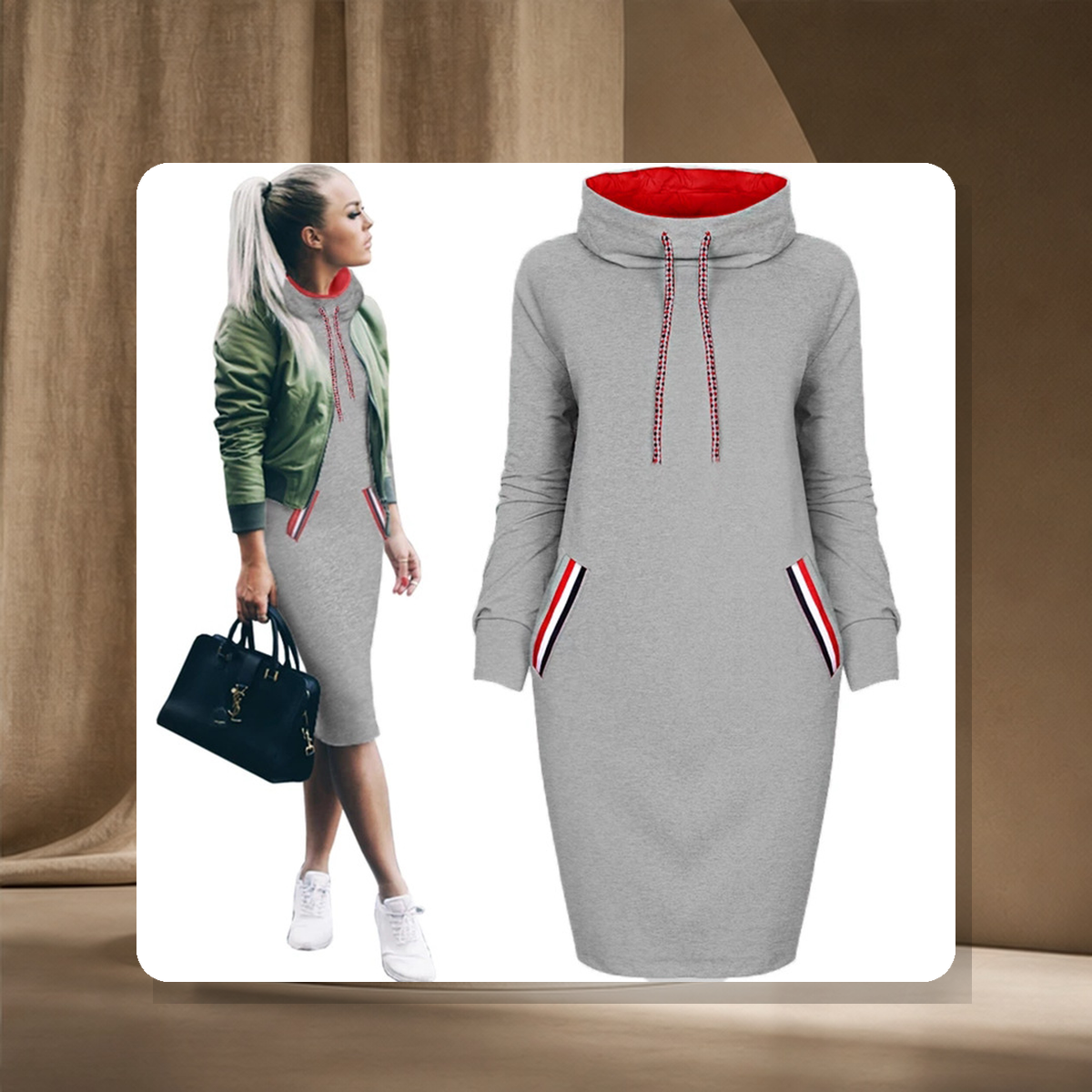 Robe d’hiver à col montant — Gris — vue 5