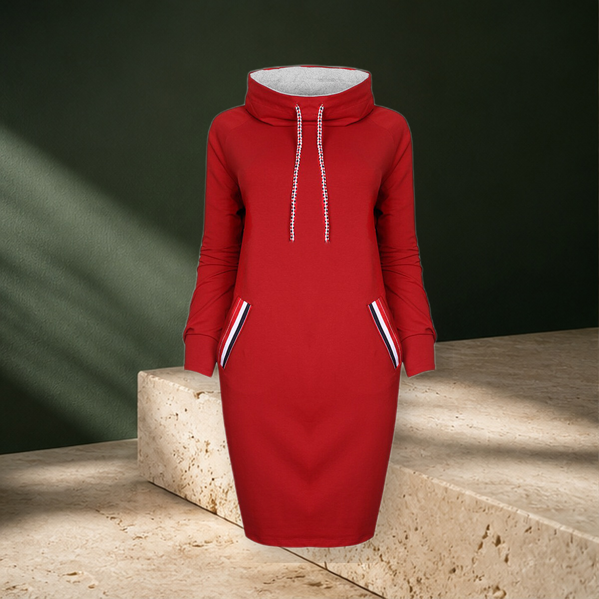 Robe d’hiver à col montant — Rouge — vue 6