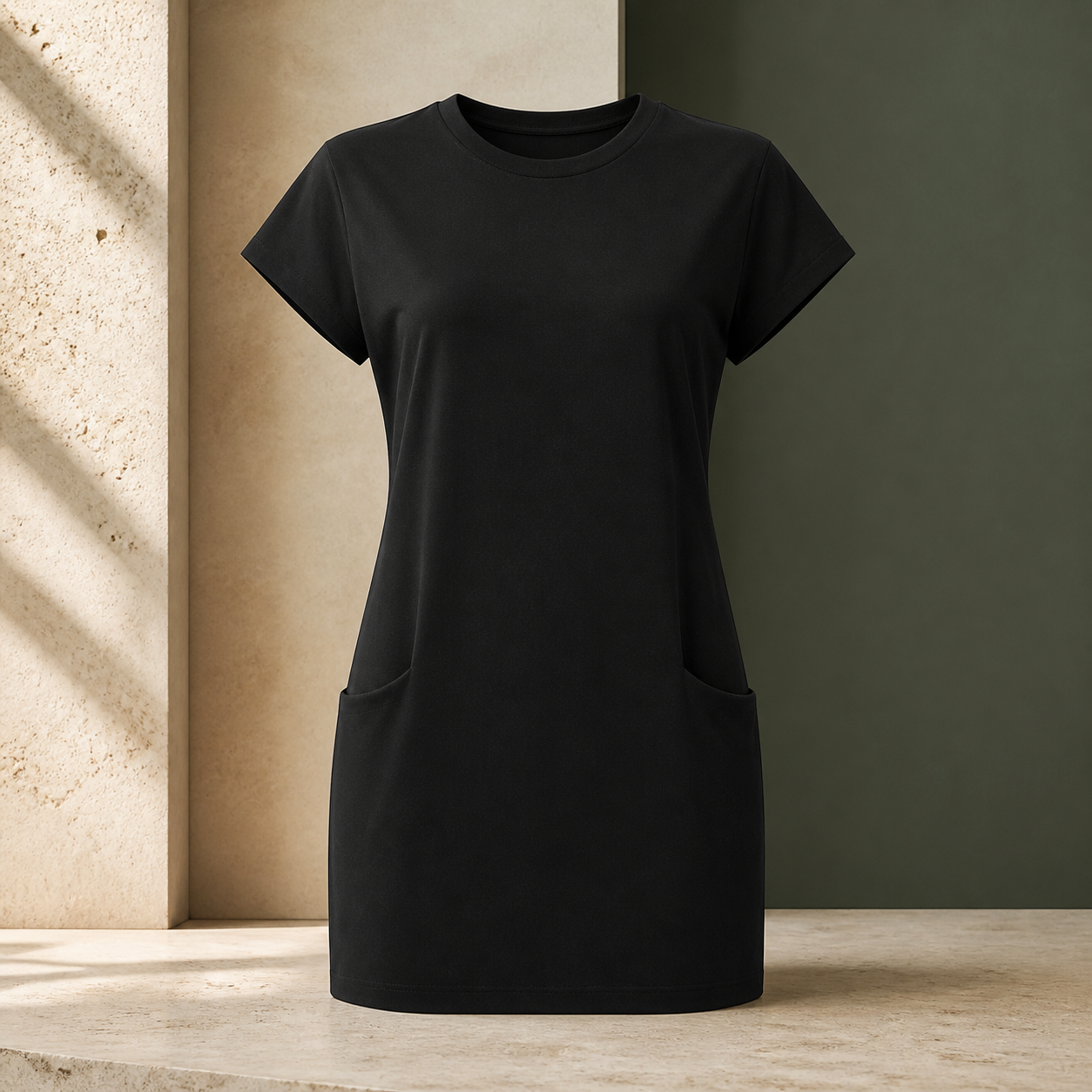 Robe t-shirt ajustée à poches — Noir — vue 4