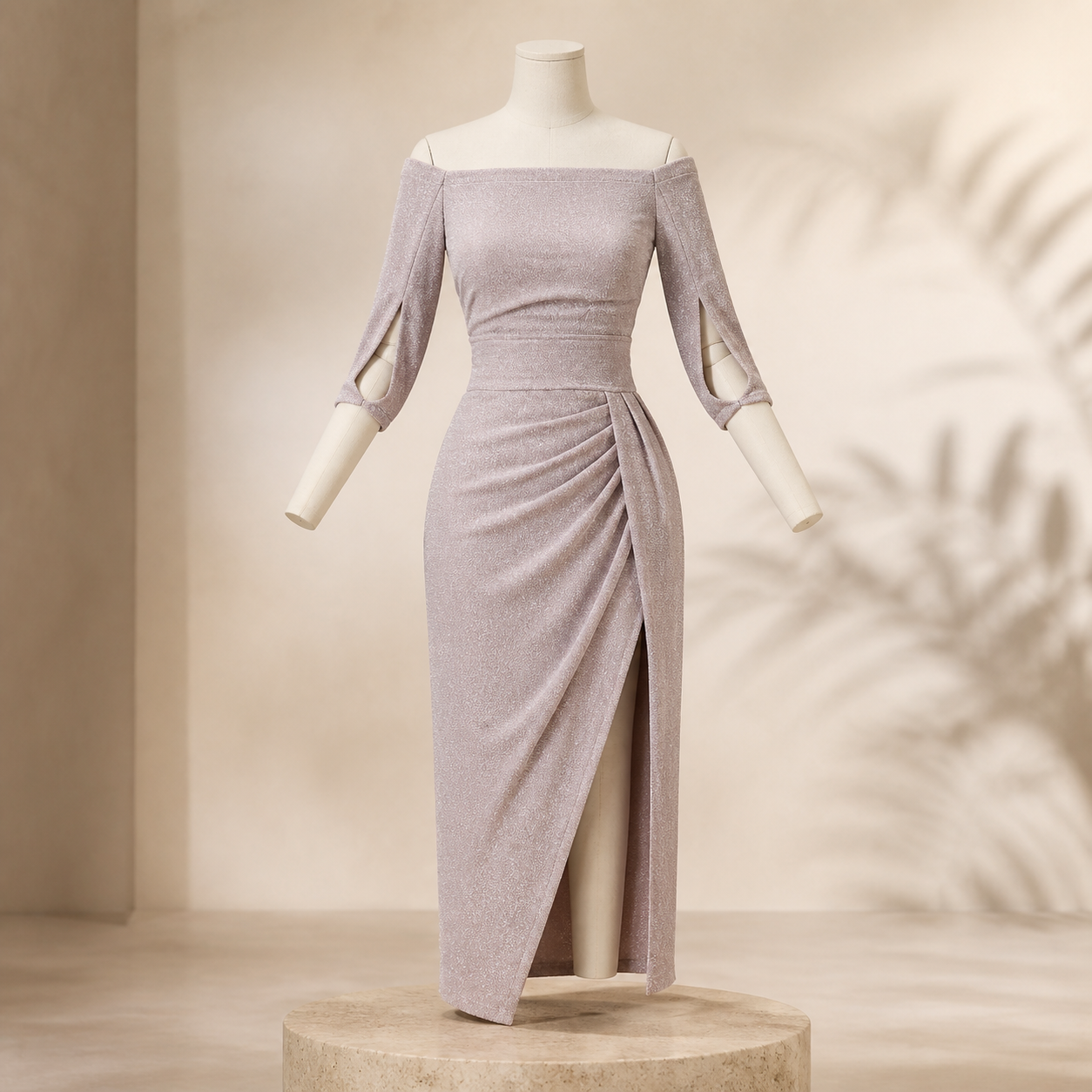 Robe de soirée à détails scintillants — Abricot — vue 4