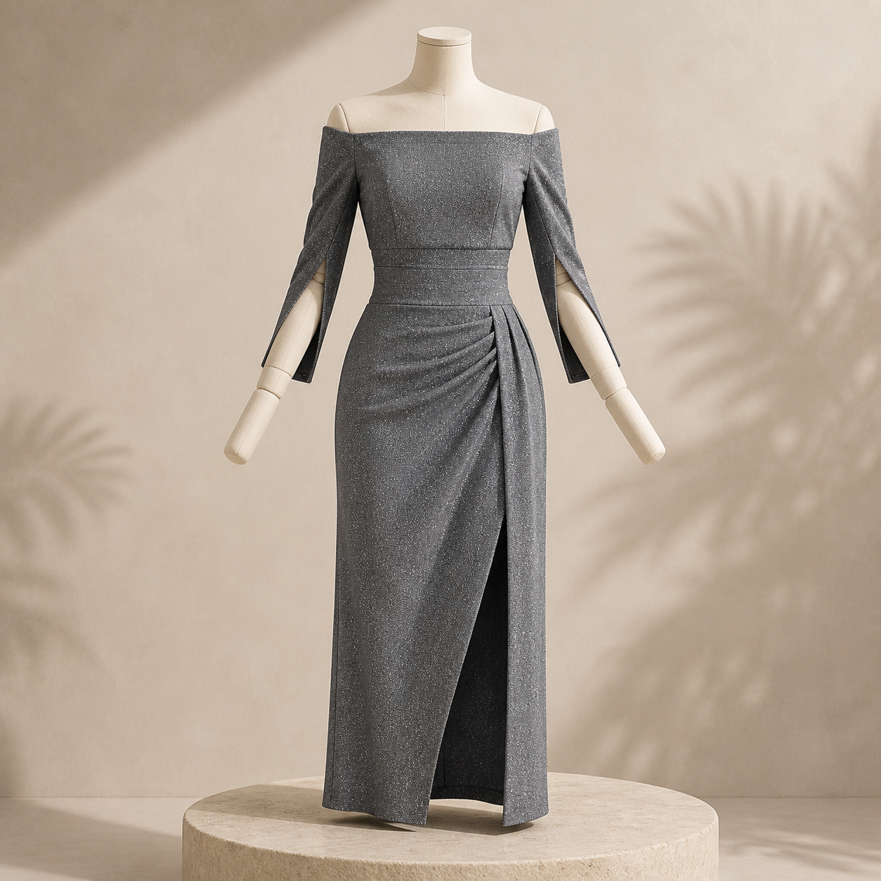 Robe de soirée à détails scintillants — Gris — vue 9
