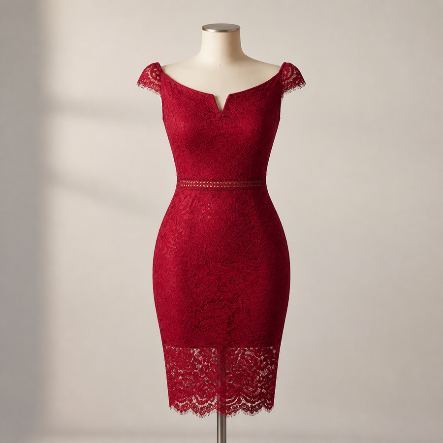 Robe en dentelle épaules dénudées — Visuel principal Olvyra — vue 1
