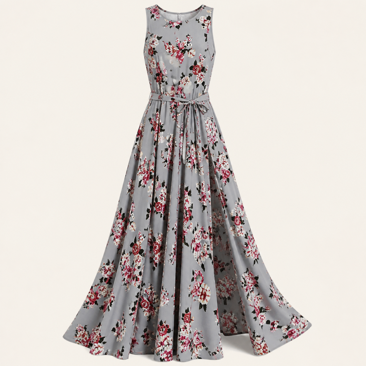 Robe longue fleurie à col V — Picture color — vue 2