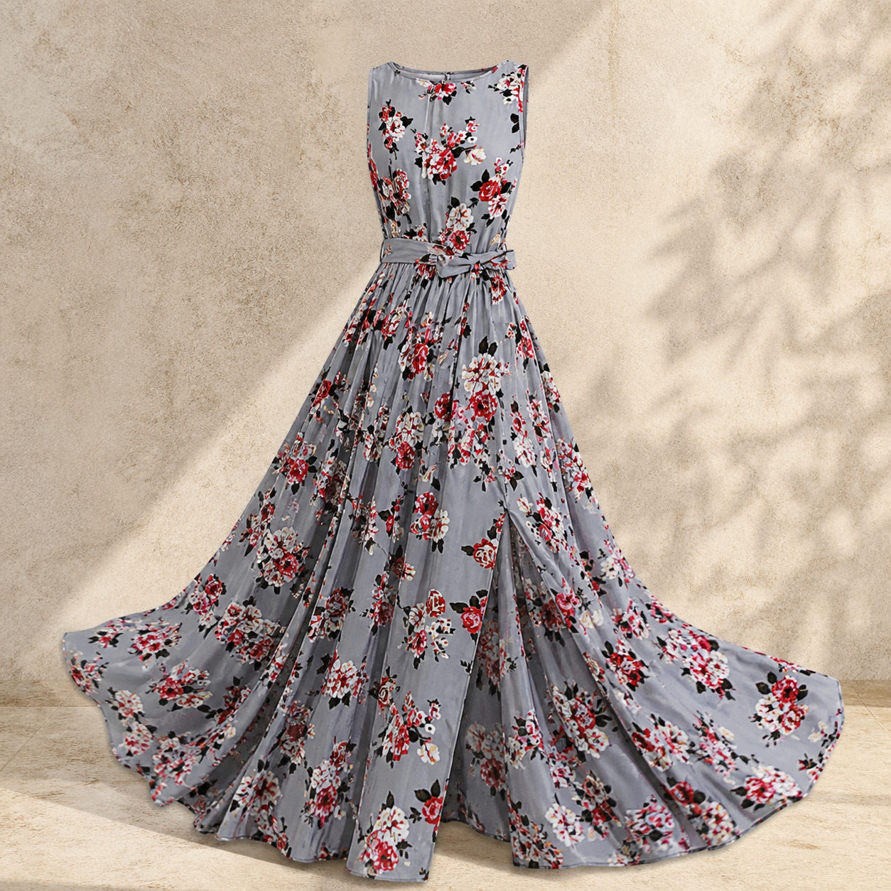 Robe longue fleurie à col V — Picture color — vue 4