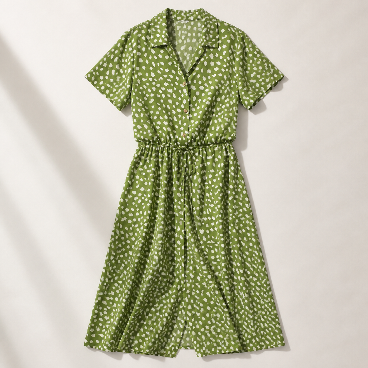 Robe chemise longue imprimée à manches courtes — Vert — vue 3