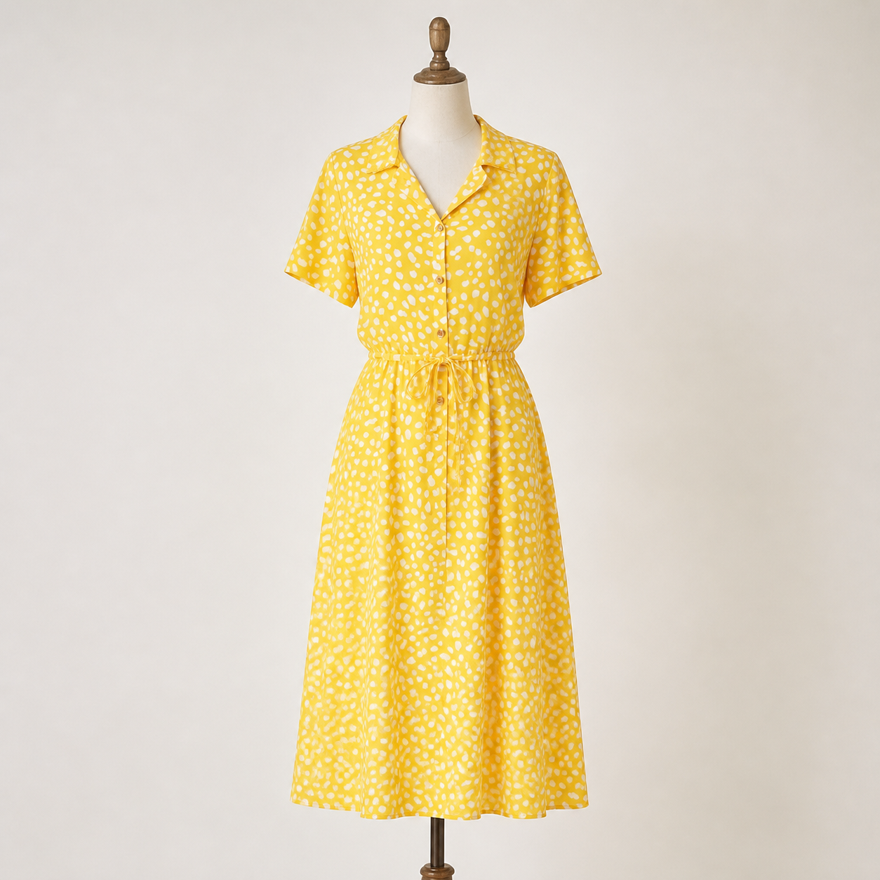 Robe chemise longue imprimée à manches courtes — Jaune — vue 6