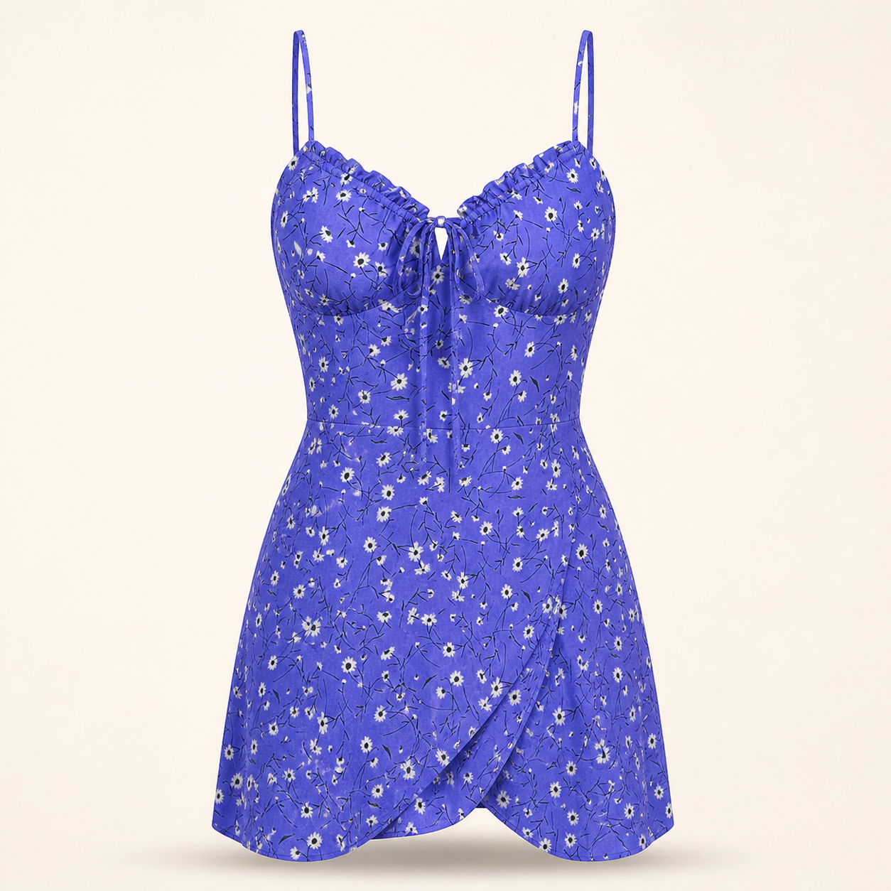 Robe courte fleurie à fines bretelles — Blue1 — vue 6