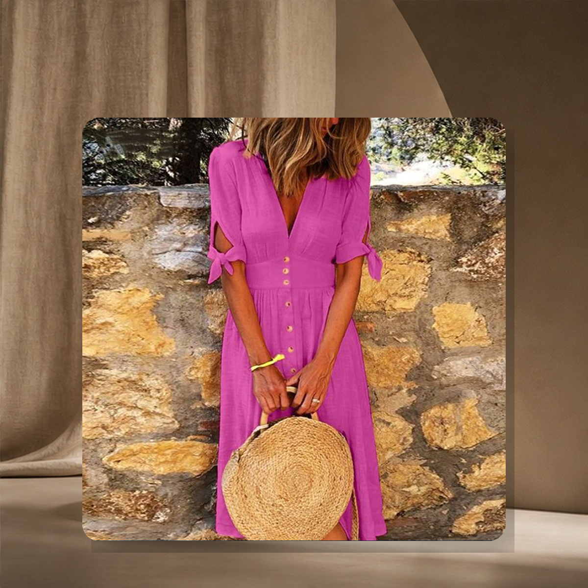 Robe portefeuille à nouer — Violet — vue 2