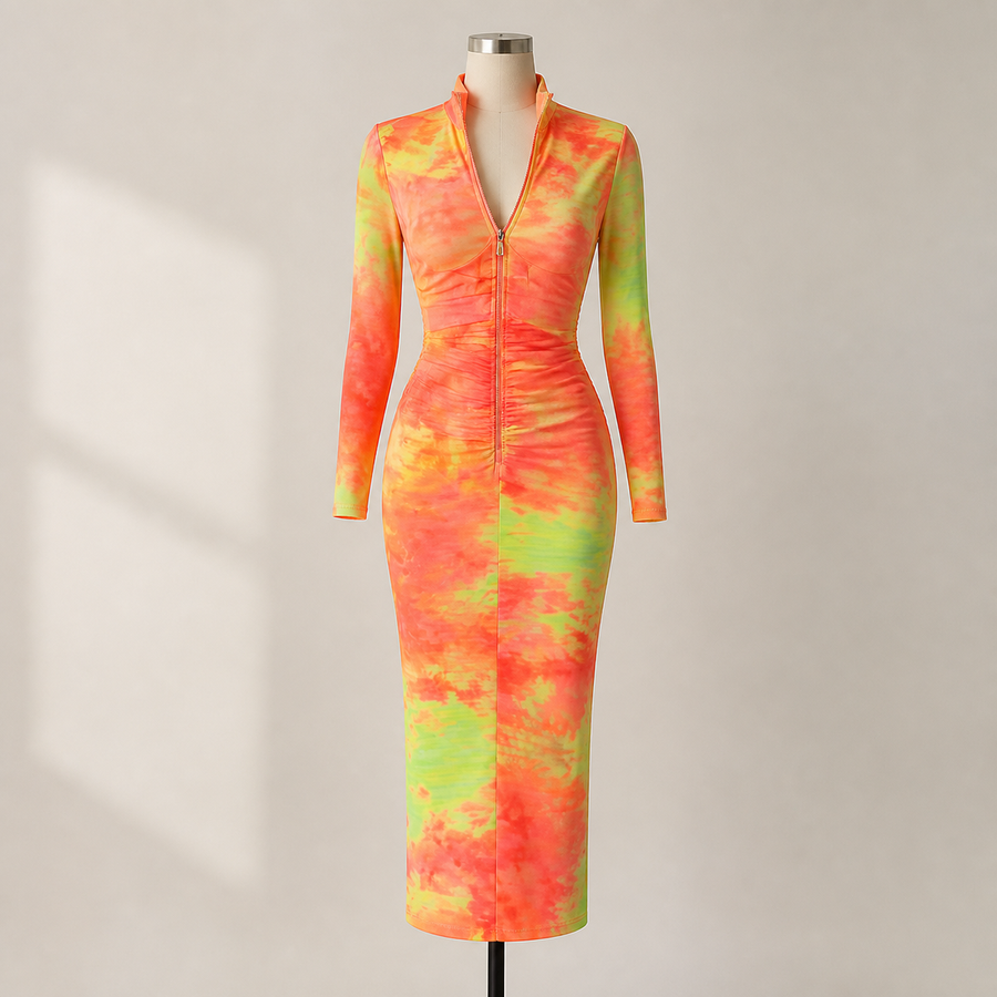 Robe ajustée zippée à col montant — Visuel principal Olvyra — vue 1