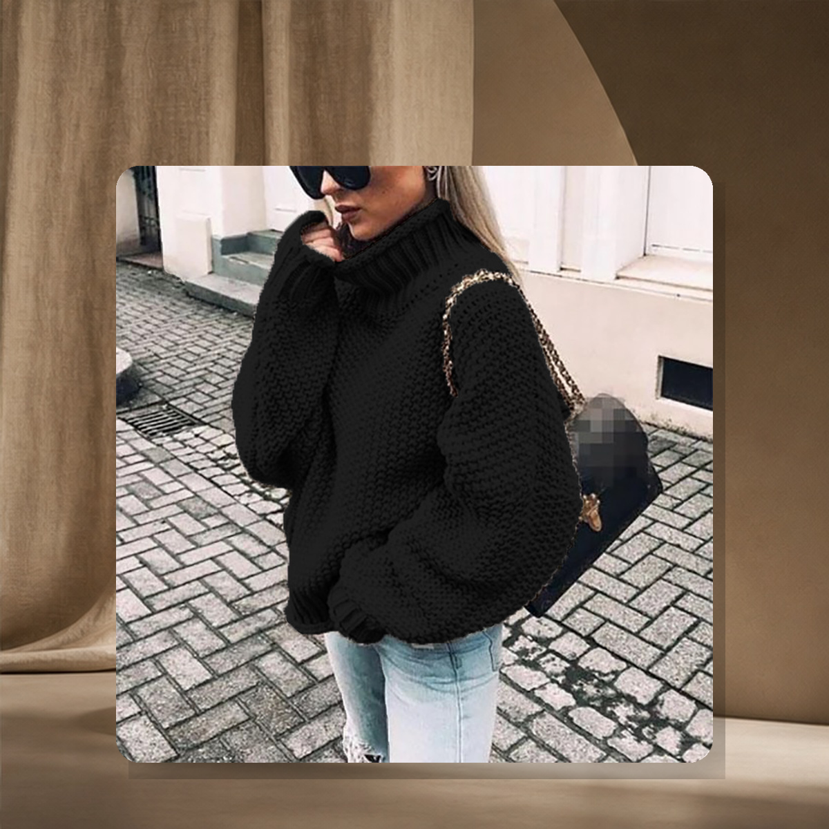 Pull épais en maille — Noir — vue 2