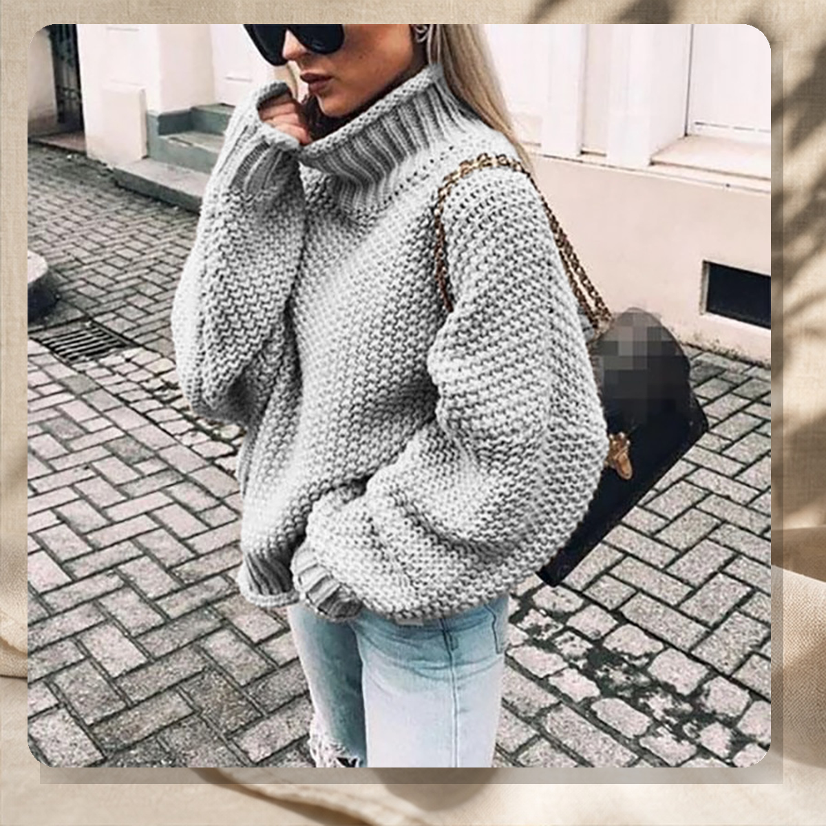 Pull épais en maille — Gris — vue 4