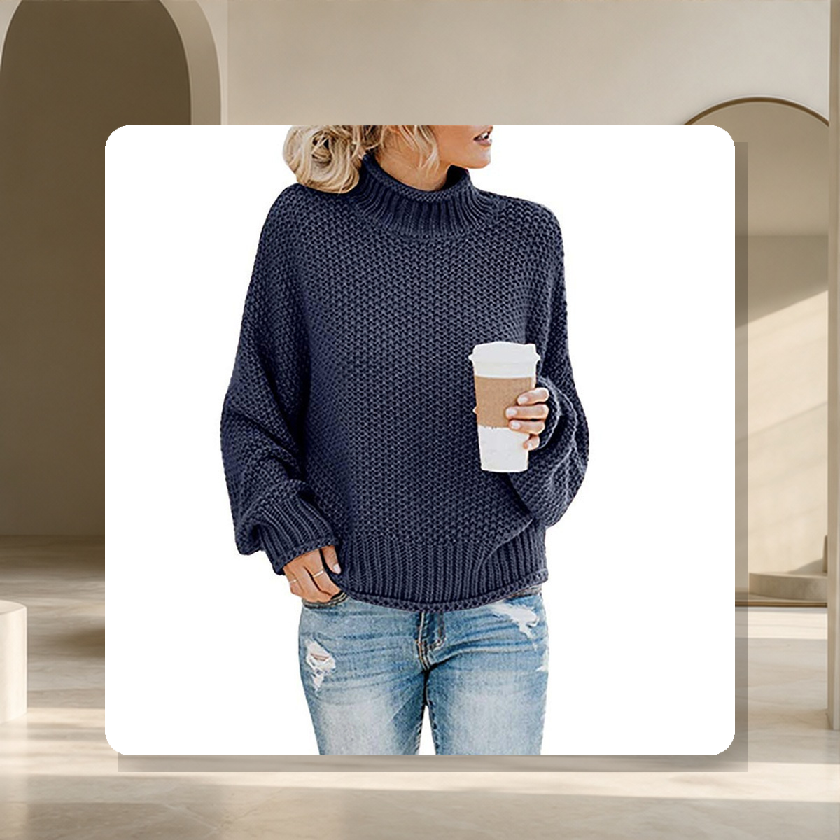 Pull épais en maille — Navy Bleu — vue 5
