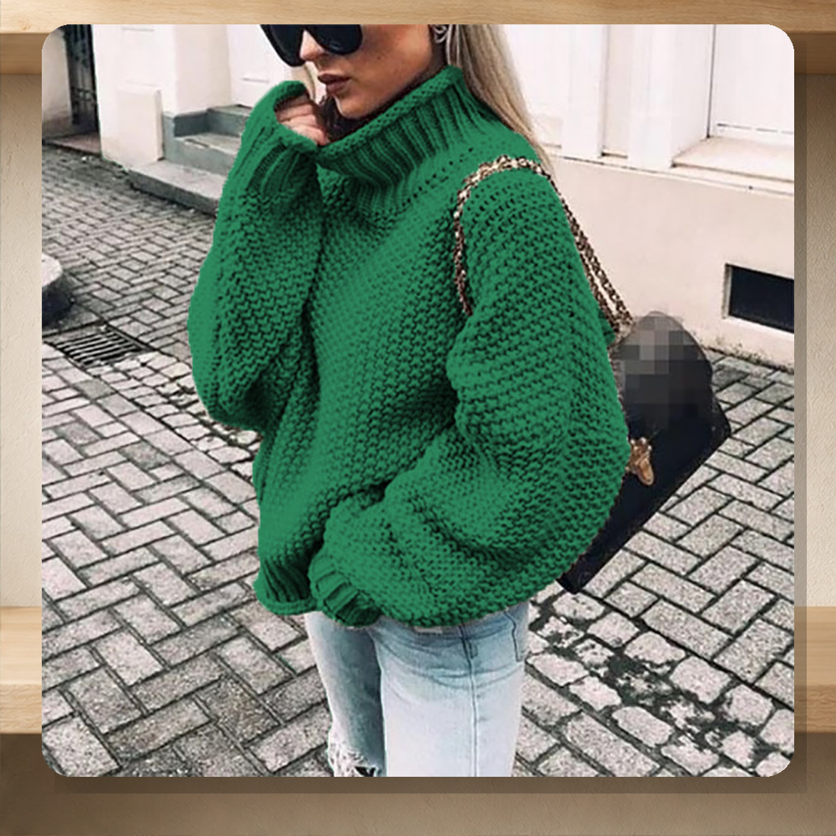 Pull épais en maille — Vert — vue 8