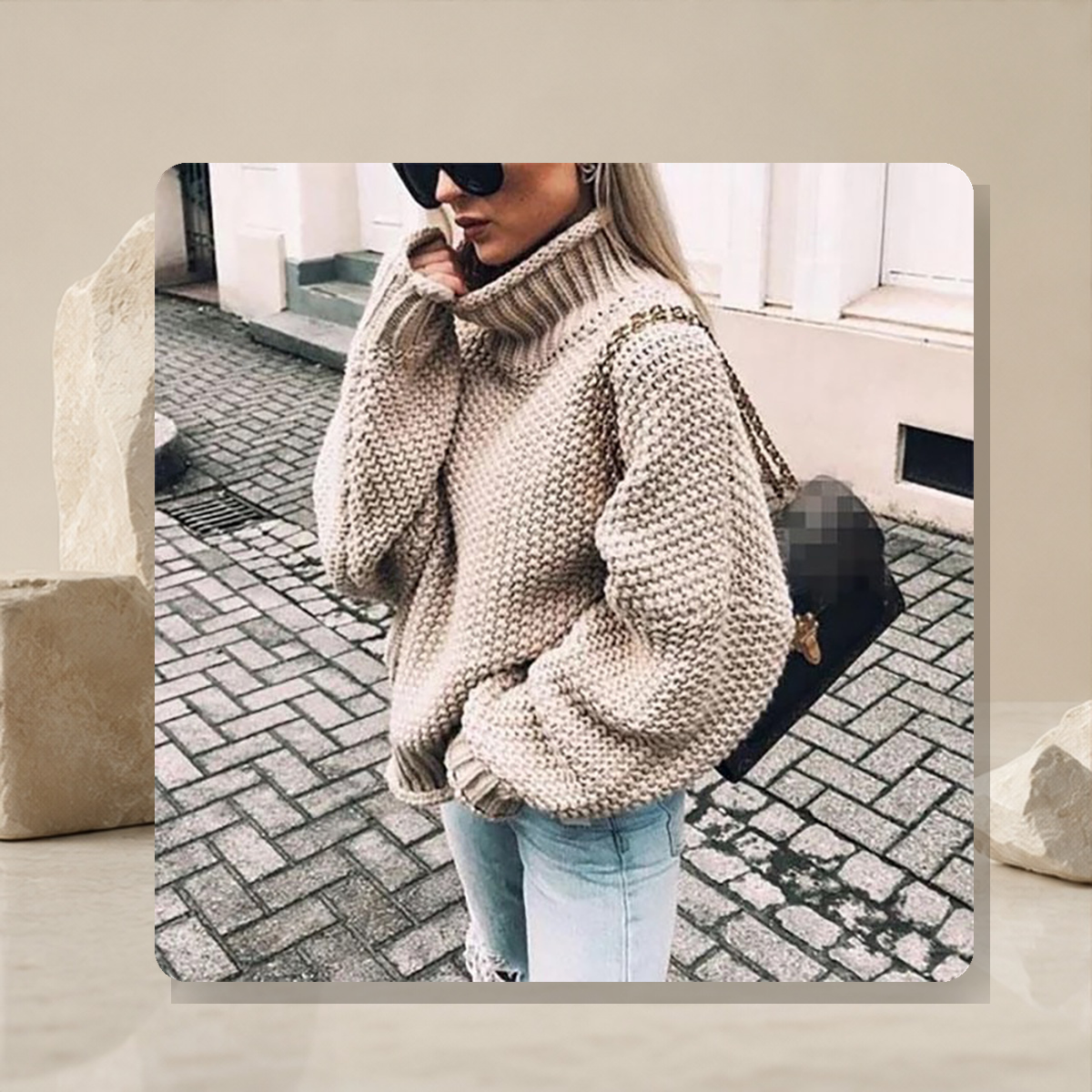 Pull épais en maille — Kaki — vue 9
