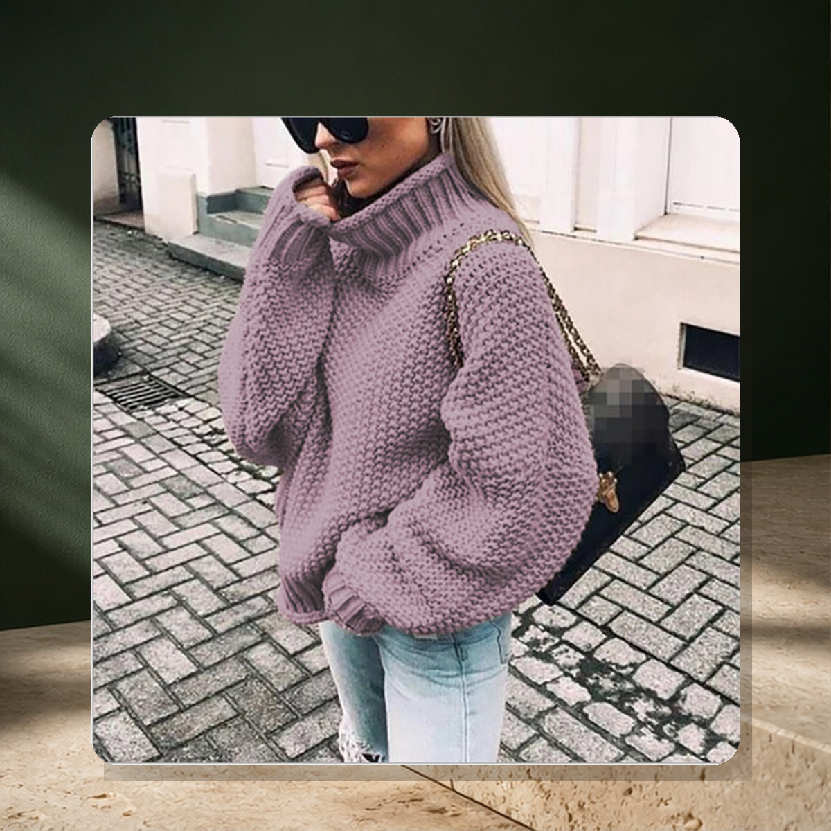 Pull épais en maille — Violet — vue 11