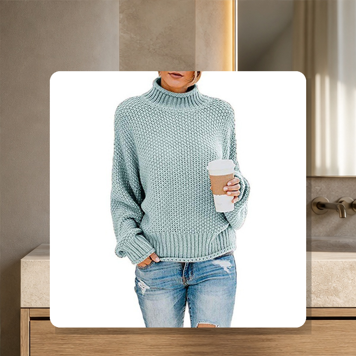Pull épais en maille — Light Bleu — vue 14