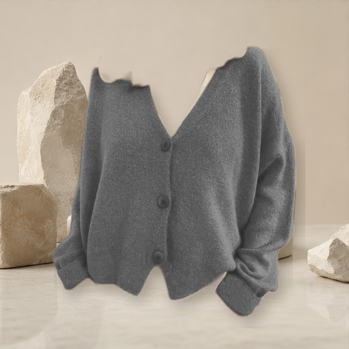Cardigan long en maille — Gris — vue 2