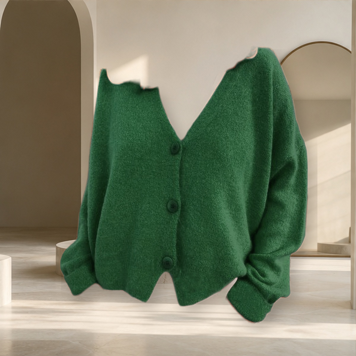 Cardigan long en maille — Dark Vert — vue 6