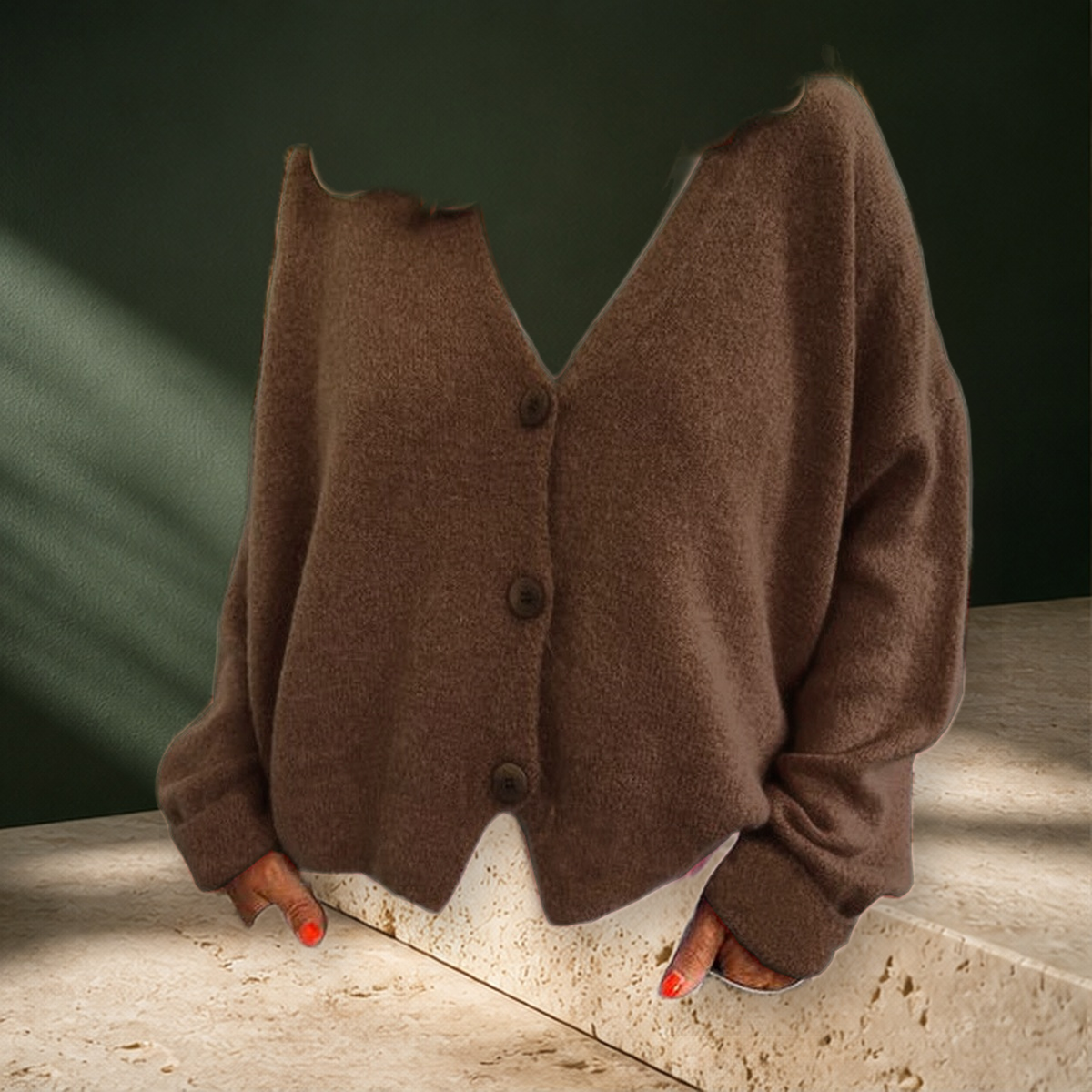 Cardigan long en maille — Coffee — vue 12