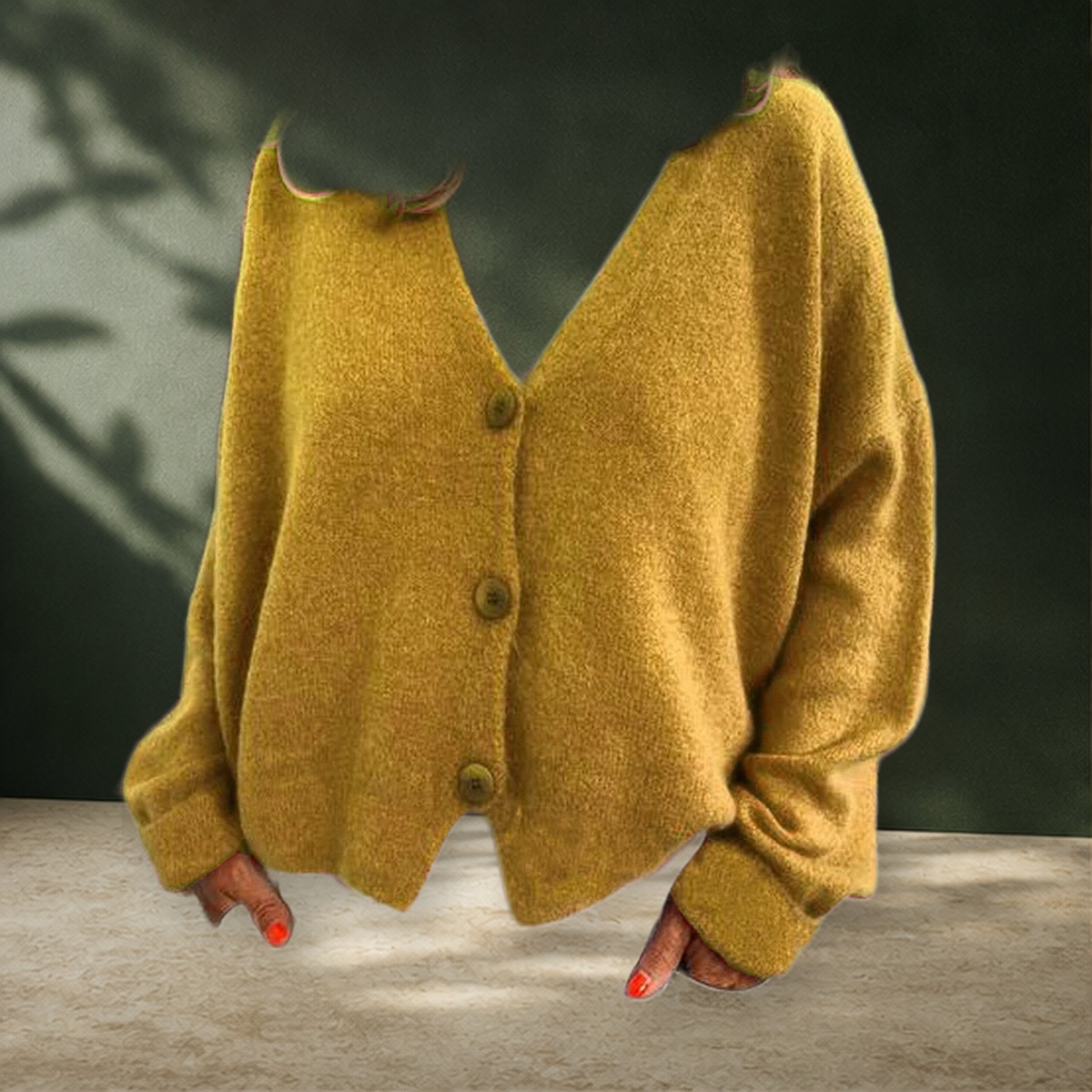 Cardigan long en maille — Jaune — vue 16