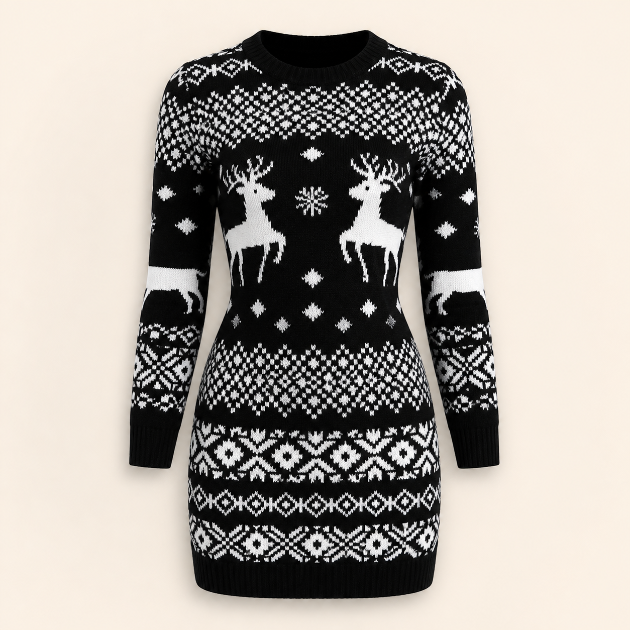Robe pull en maille à manches longues — Noir — vue 2
