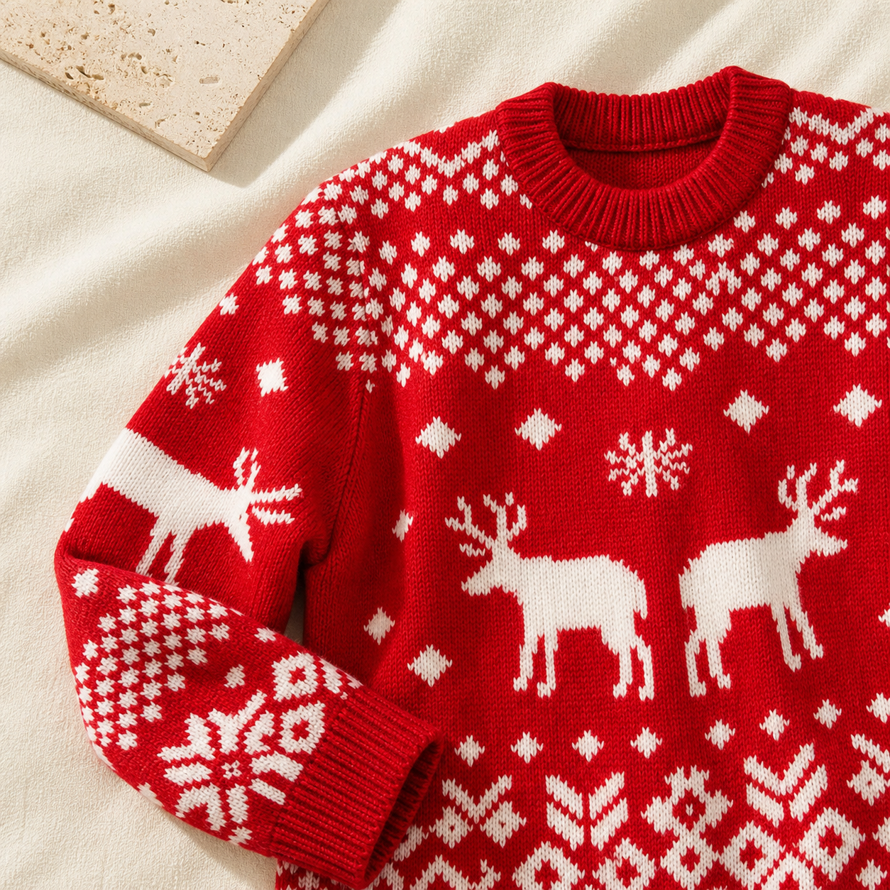 Robe pull en maille à manches longues — Rouge — vue 3