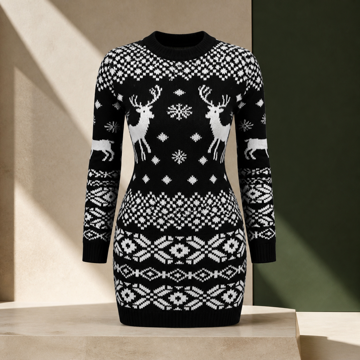Robe pull en maille à manches longues — Noir — vue 4