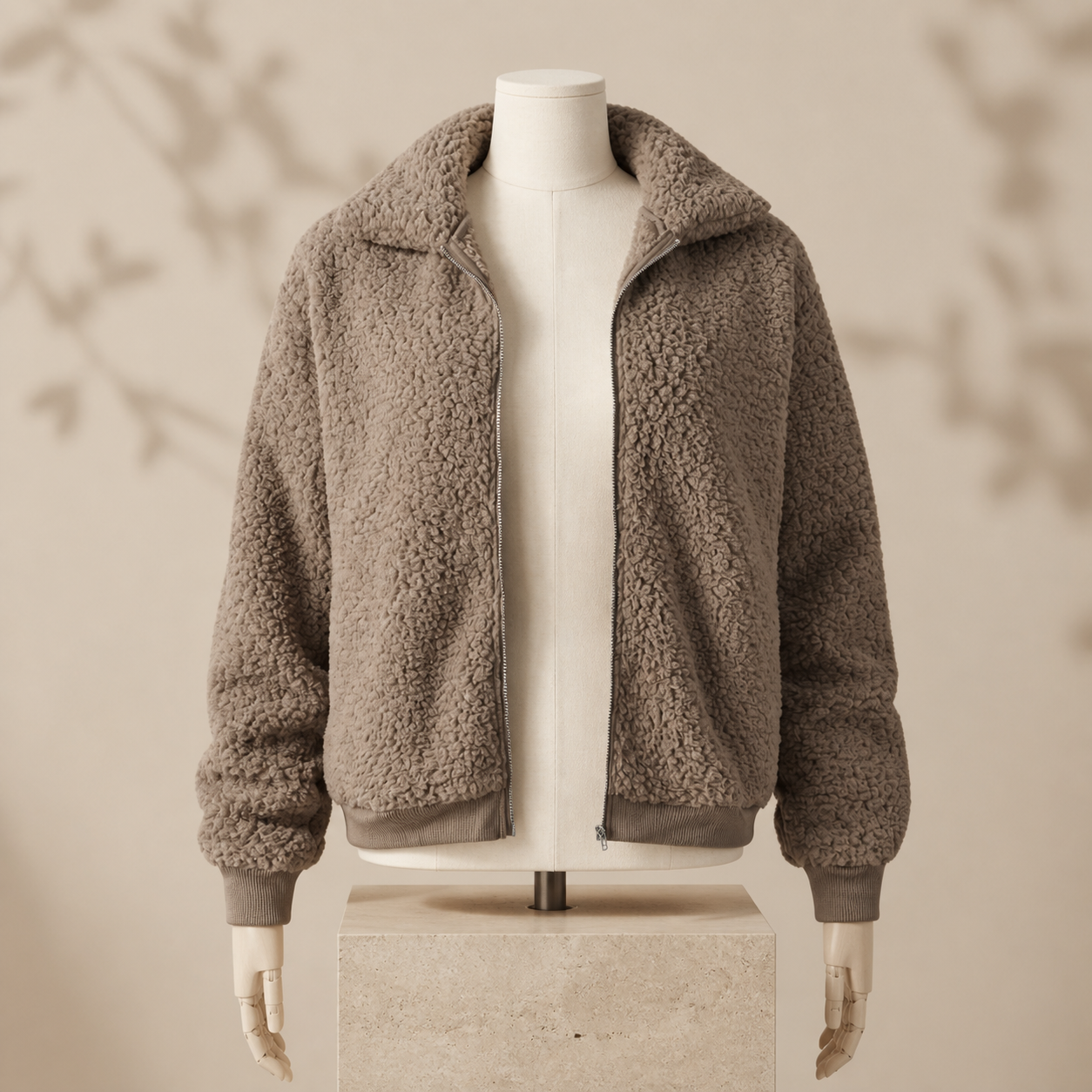 Veste courte doublée en velours — Kaki — vue 5