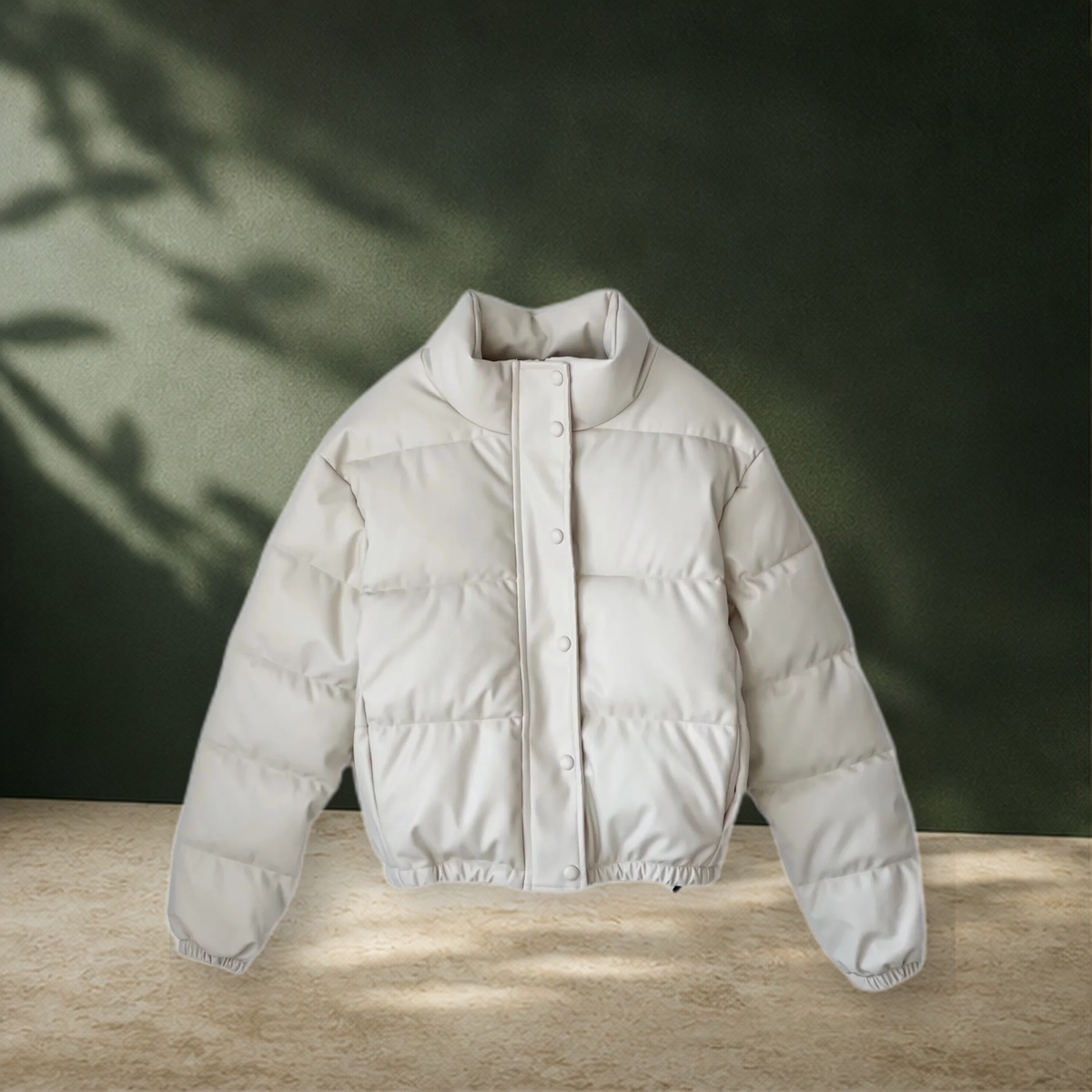 Veste matelassée effet cuir — Abricot Blanc — vue 2