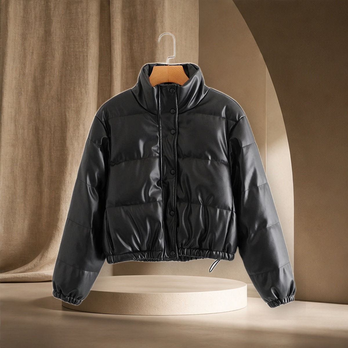 Veste matelassée effet cuir — Noir — vue 5