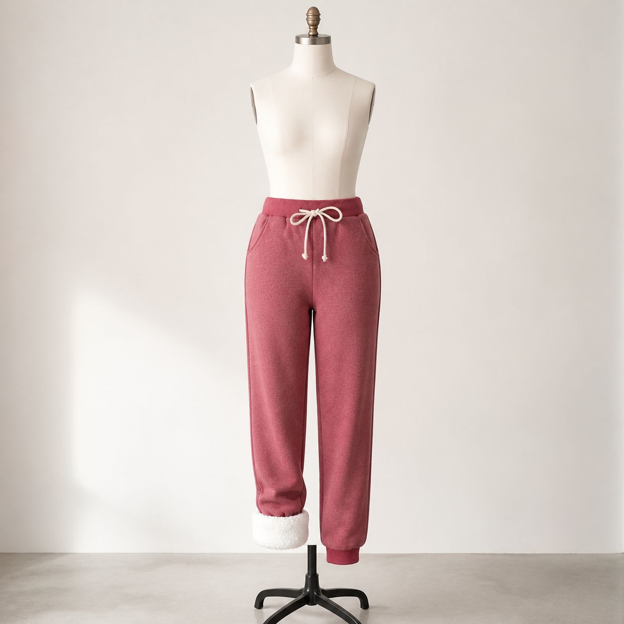 Pantalon de jogging doublé en velours — Bordeaux — vue 2
