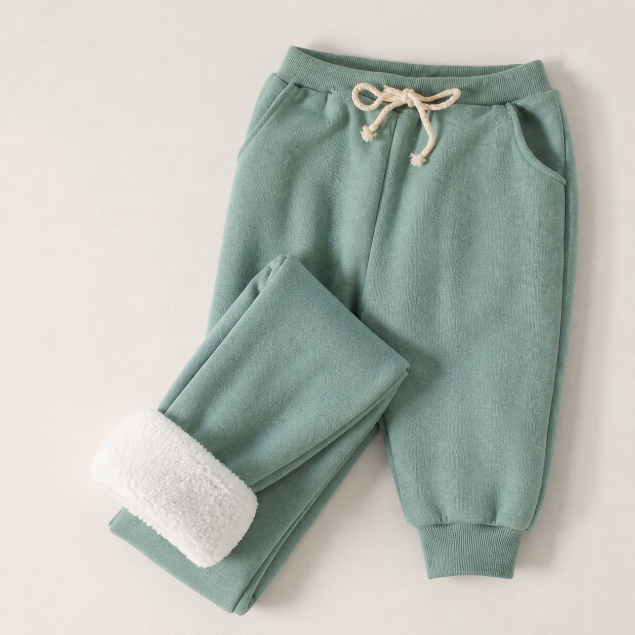 Pantalon de jogging doublé en velours — Vert — vue 3