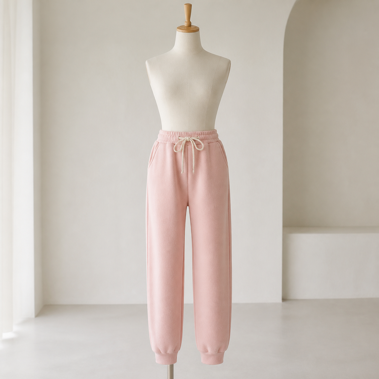 Pantalon de jogging doublé en velours — Rose — vue 4