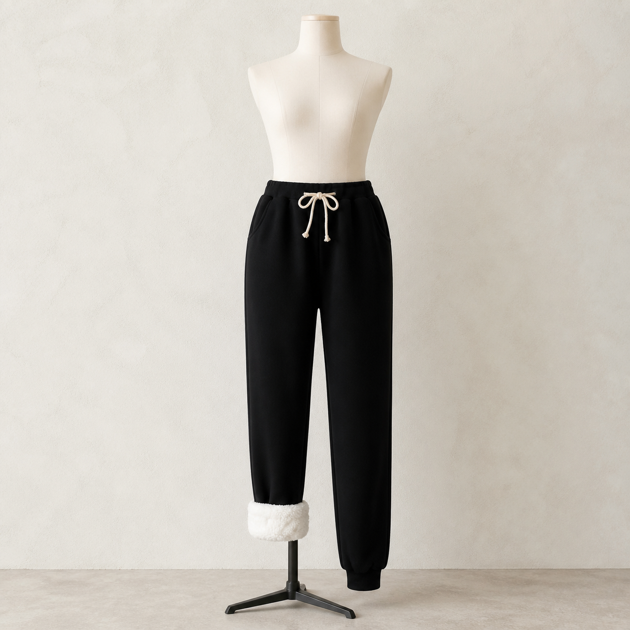 Pantalon de jogging doublé en velours — Noir — vue 6