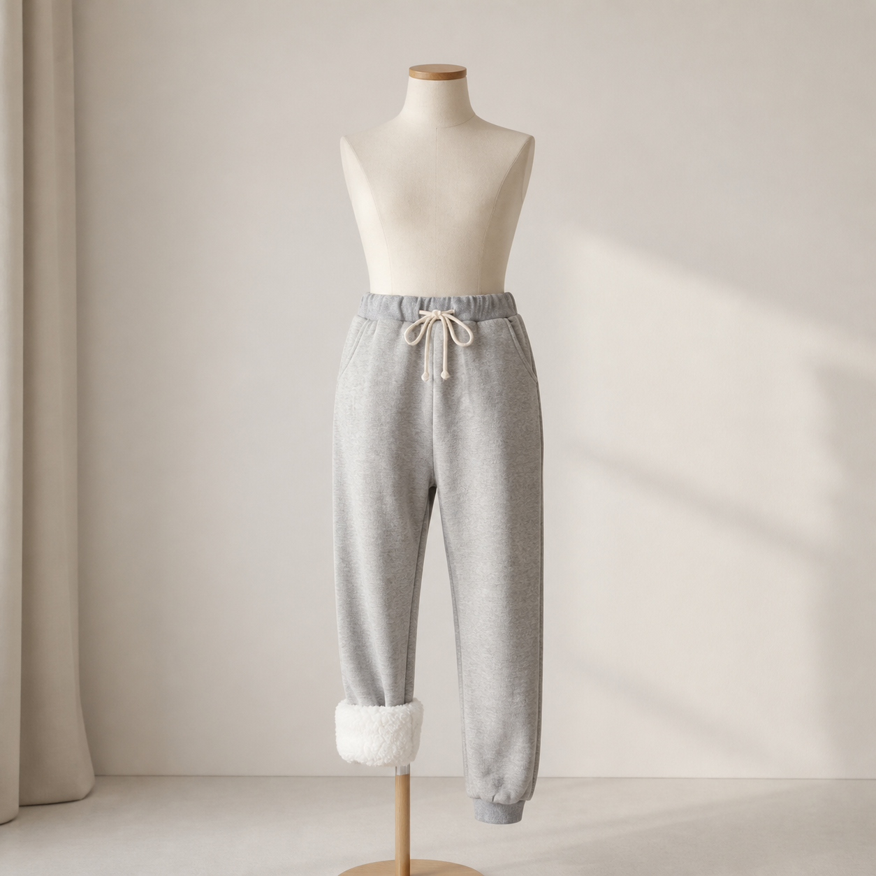 Pantalon de jogging doublé en velours — Gris clair — vue 9