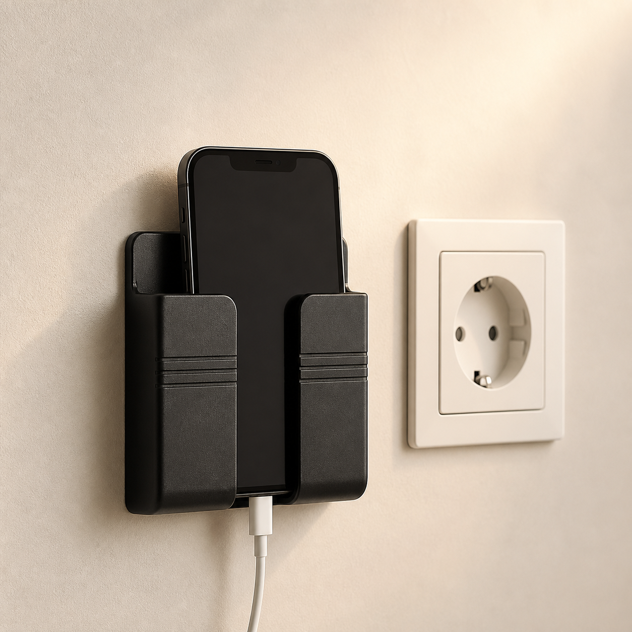 Support mural de téléphone noir — Black wall phone shelf