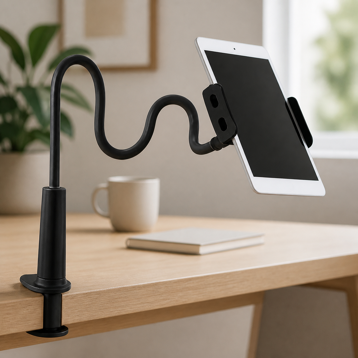 Support flexible noir à pince — Black flexible clamp stand