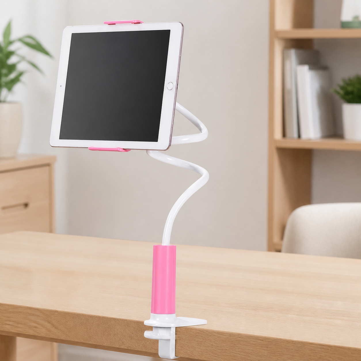 Support flexible rose à pince — Pink flexible clamp stand