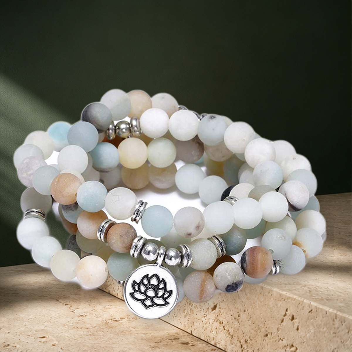 Long collier de perles en pierre naturelle — Amazon — vue 4