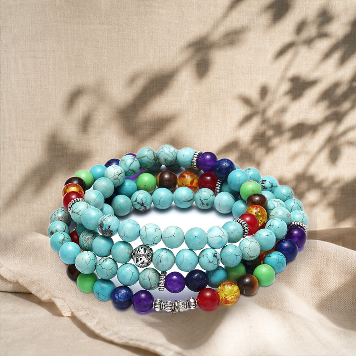 Long collier de perles en pierre naturelle — Vert pine — vue 5