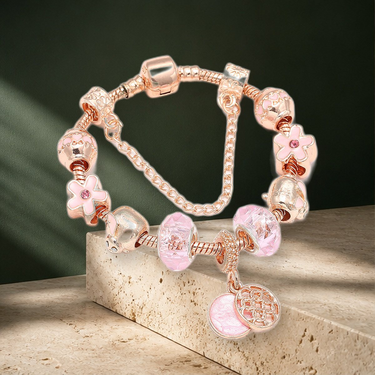 Bracelet géométrique or rose — Rose Gold-17cm — vue 2