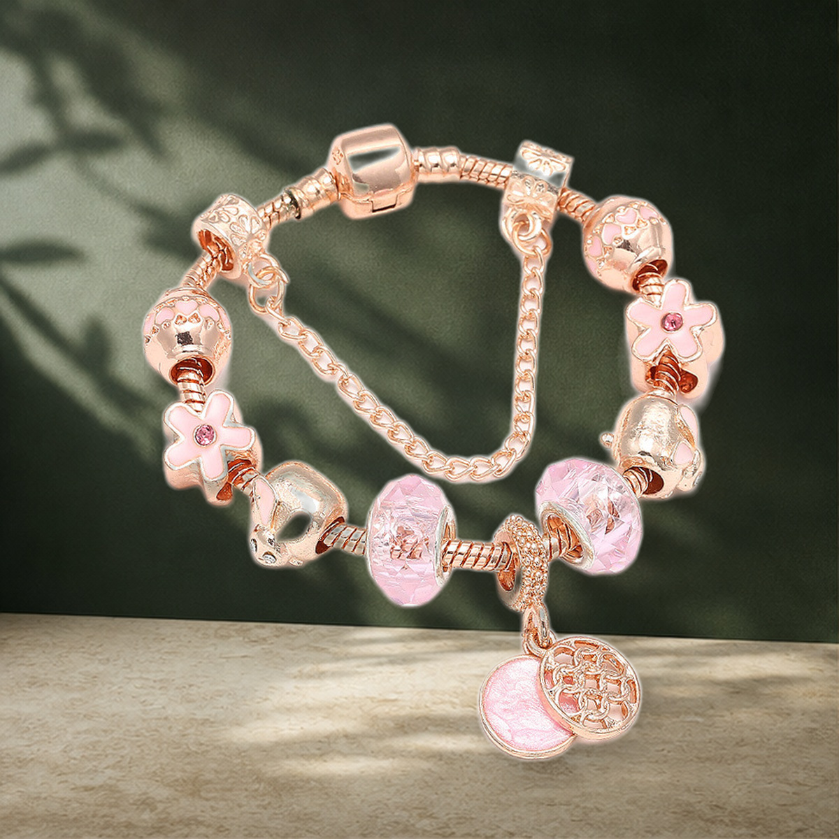 Bracelet géométrique or rose — Rose Gold-21cm — vue 6