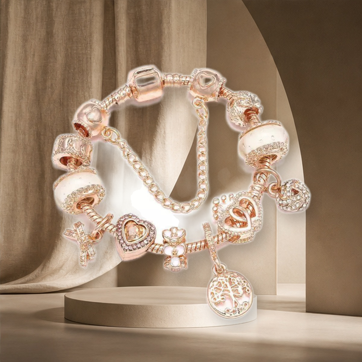 Bracelet géométrique or rose — Style 1-20cm — vue 17