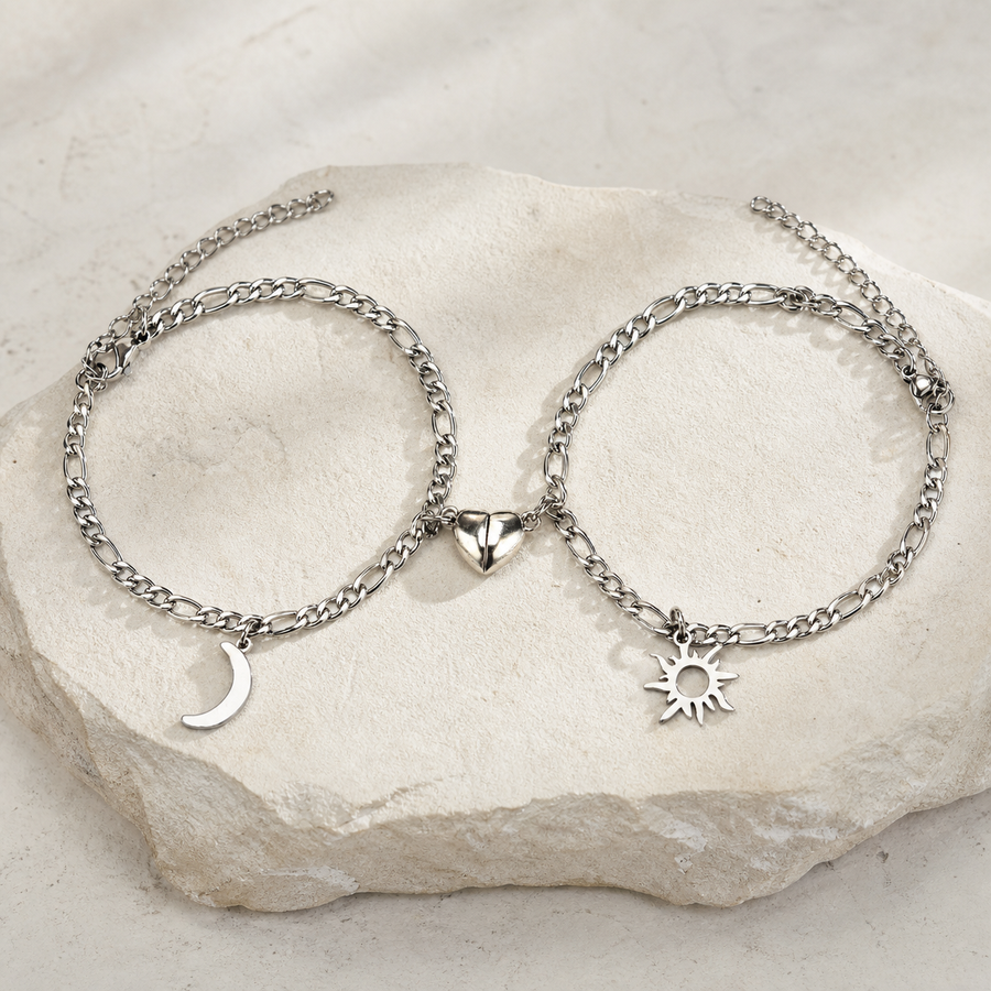 Duo de bracelets aimantés soleil et lune — Visuel principal Olvyra — vue 1