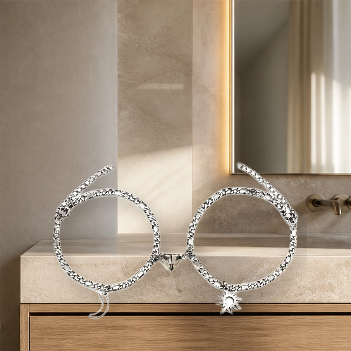 Duo de bracelets aimantés soleil et lune — NK — vue 2
