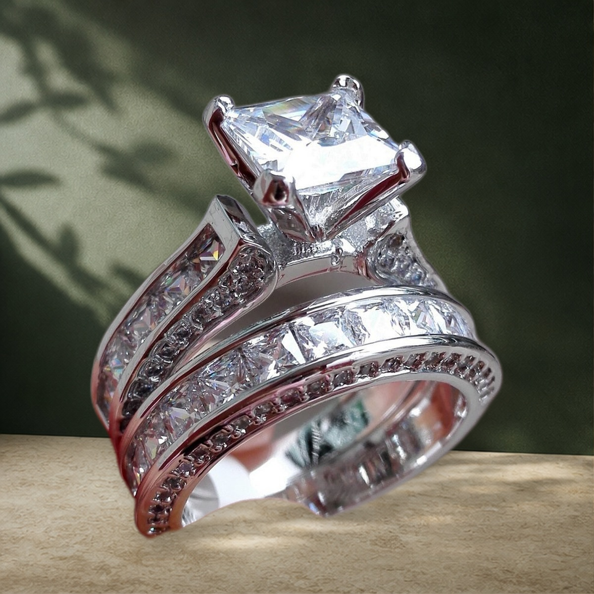 Duo de bagues assorties en zircon — Argenté — vue 2