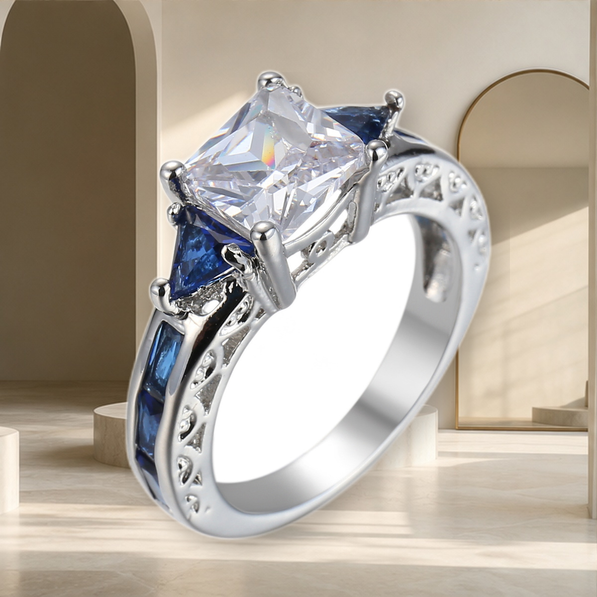 Bague fine sertie de zircon — Finition unique — vue 3