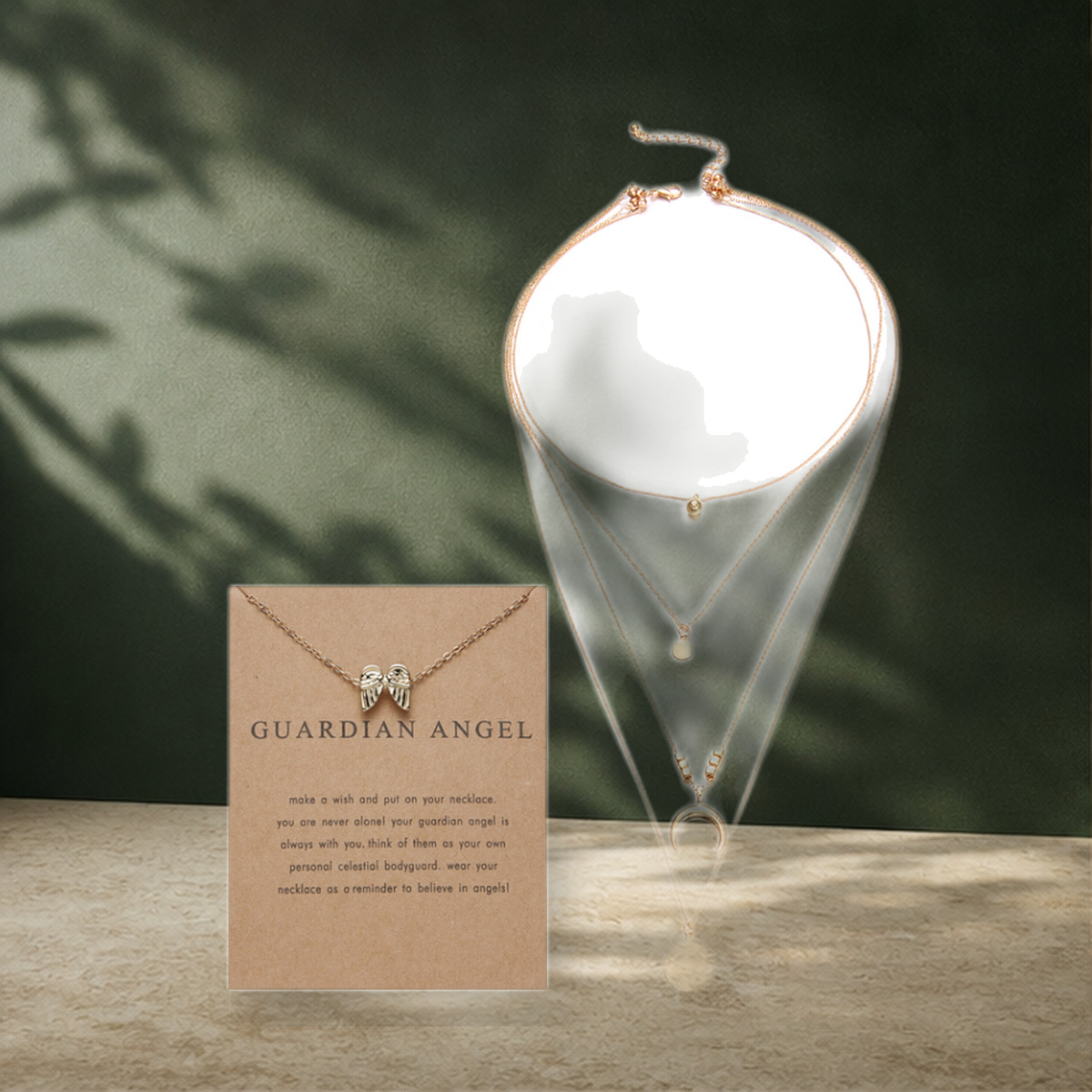 Collier multirang pendentif lune — Wing bundle — vue 6