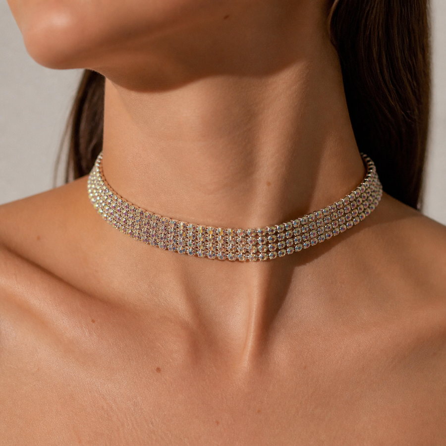 Collier ras-de-cou à cristaux — Multicolore — vue 1